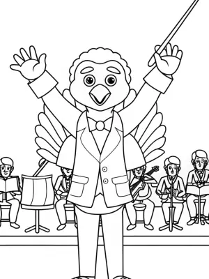 Turkey Tom conducting an orchestra coloring pages
