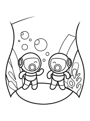 Rainbow Friends underwater concert coloring pages