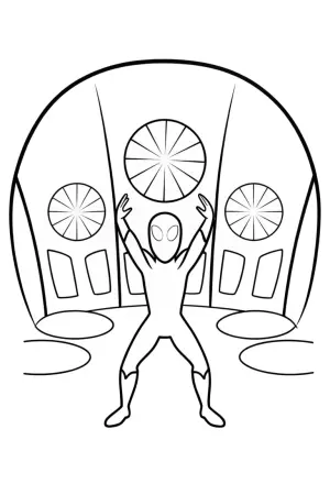 Miles Morales in a quantum art studio coloring pages