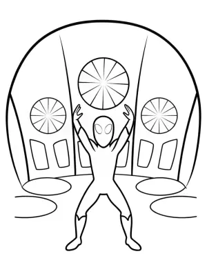 Miles Morales in a quantum art studio coloring pages