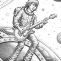 JJ playing guitar in space