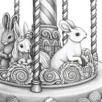 Bunnies on a candy carousel