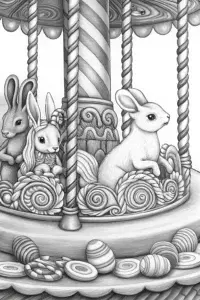 Bunnies on a candy carousel