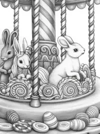 Bunnies on a candy carousel