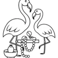 Flamingos crafting jewelry