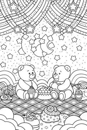 Care Bears stargazing picnic coloring pages