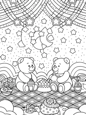 Care Bears stargazing picnic coloring pages