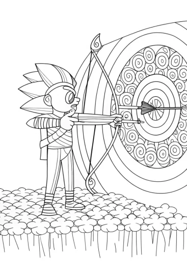 A coloring page of Super Sonic’s archery challenge