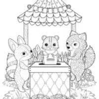 Woodland animals at a voting booth