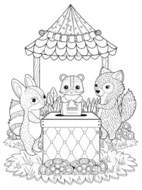 Woodland animals at a voting booth