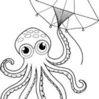 Octopus flying a colorful kite