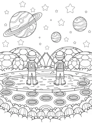 Mario and Luigi fishing in space coloring pages