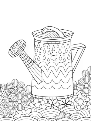 Rainbow watering can adventure coloring pages