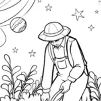 Celestial gardener in a cosmic garden