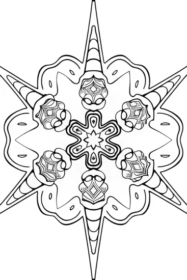 A coloring page of Mandala of enchanted ice cream cones