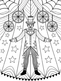Spider ringmaster in cosmic circus