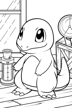 Charmander at the weather station coloring pages