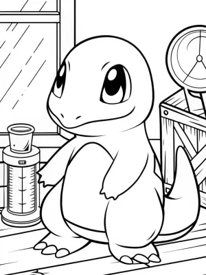 Charmander at the weather station coloring pages
