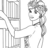 Flower librarians organizing books