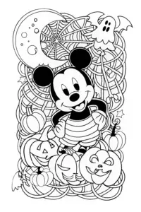 Mickey Mouse navigating a Halloween maze