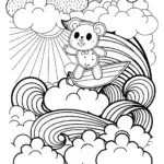 Pompompurin surfing on clouds