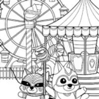 Superhero pets at the carnival