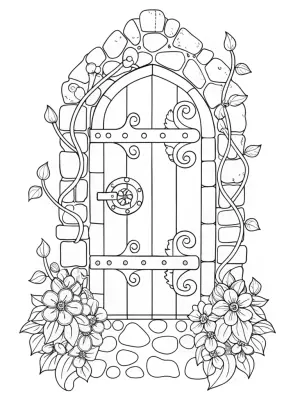 Banban’s secret garden door coloring pages
