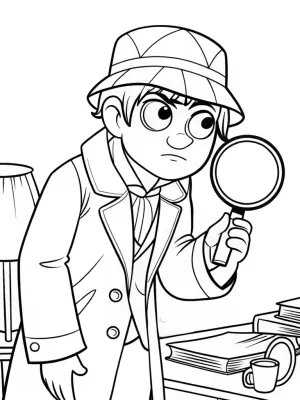 Captain Barnacles detective scene coloring pages