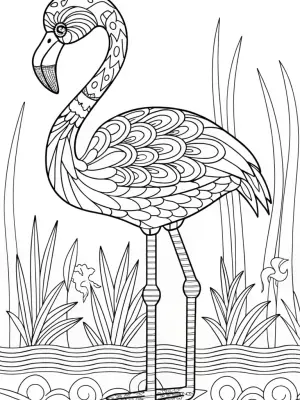 Flamingo philosopher by the riverbank coloring pages
