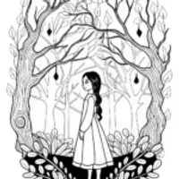 Wednesday Addams in an enchanted forest