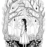 Wednesday Addams in an enchanted forest