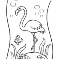 Flamingo hosting storytime under the sea