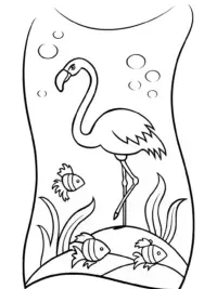 Flamingo hosting storytime under the sea