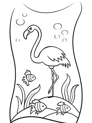 Flamingo hosting storytime under the sea coloring pages