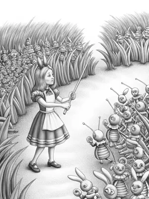 Alice conducting musical insects coloring pages