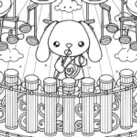 Cinnamoroll conducting a cloud orchestra