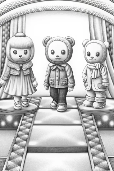 A coloring page of Octonauts fashion show