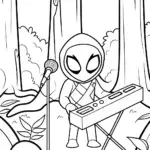 Venom playing music in the forest