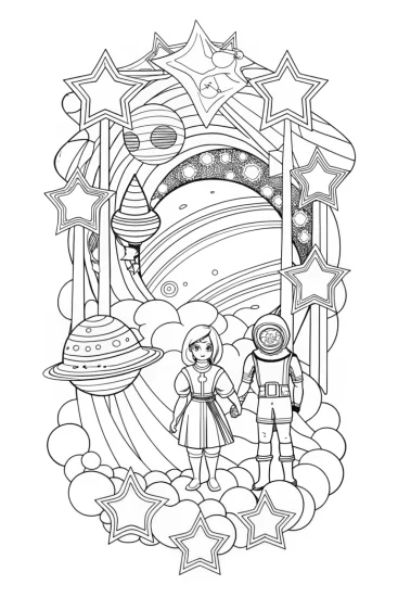 A coloring page of NINA’s galactic name quest