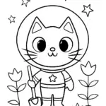 Whiskers the Cat gardening in space