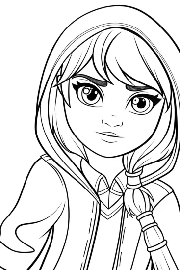 A coloring page of Banban creating weather magic