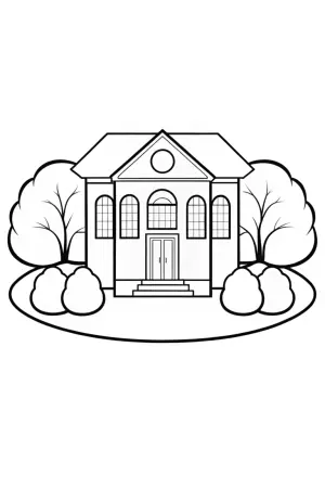 Library among the trees coloring pages