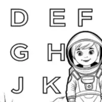 Alphabet astronauts exploring an alien planet