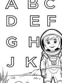 Alphabet astronauts exploring an alien planet