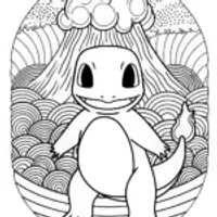 Charmander painting in a volcano