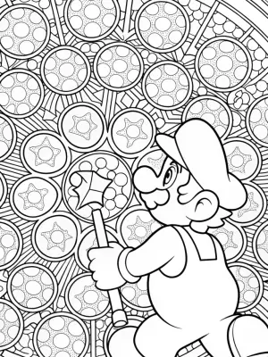 Luigi catching magical bubbles coloring pages