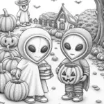 Aliens celebrating Halloween