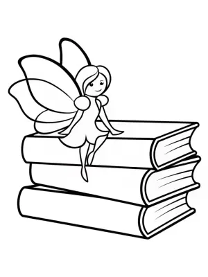 Fairy detective exploring books coloring pages