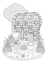 Children discovering a heart time capsule
