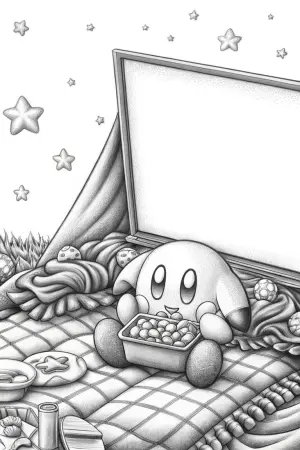 Kirby movie night under the stars coloring pages